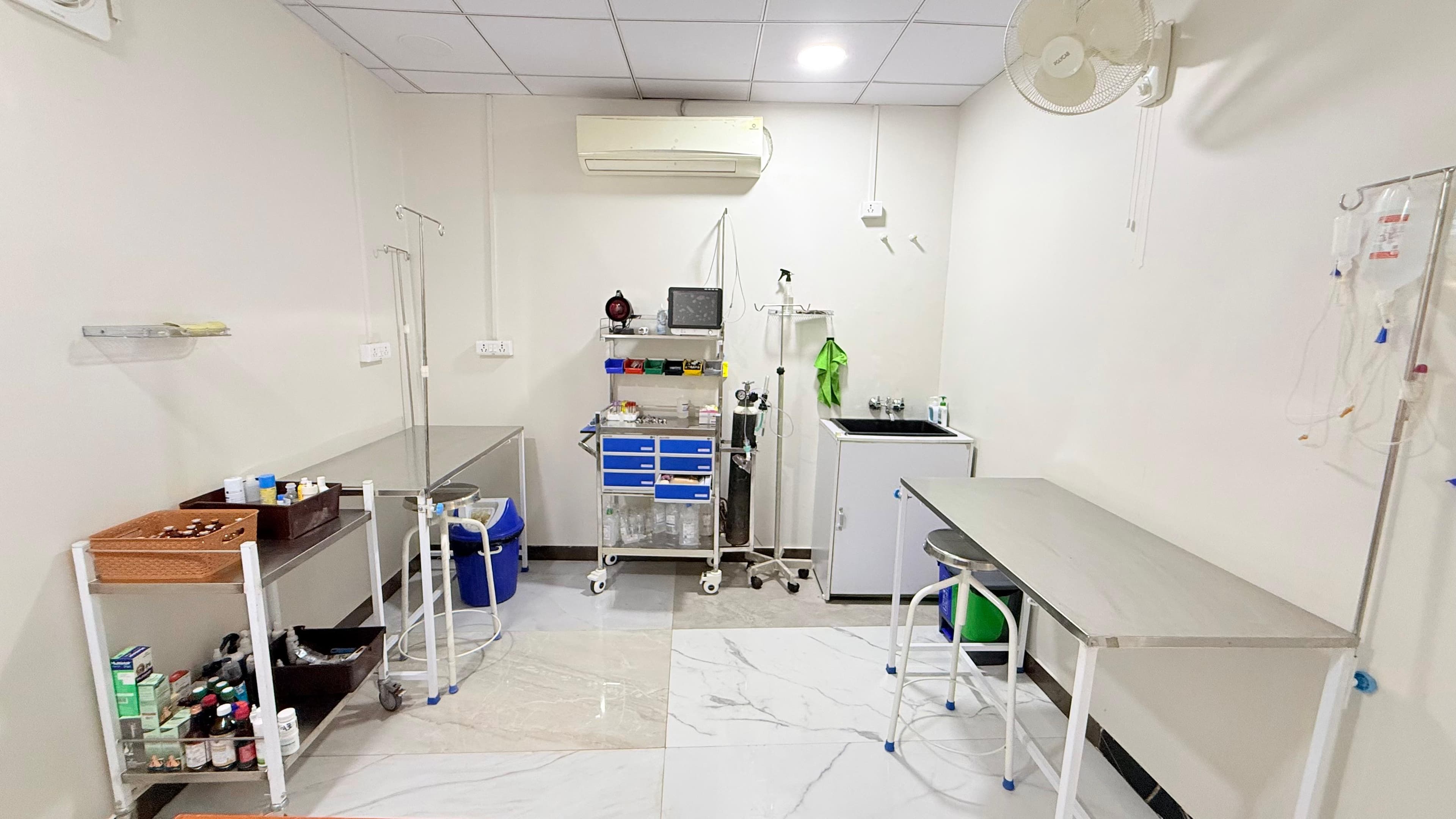 A clinical treatment room inside Milli Memorial Dog Hospital